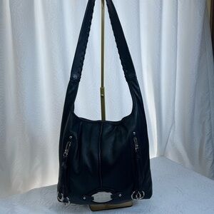 b. makowsky Black Leather Hobo Bag